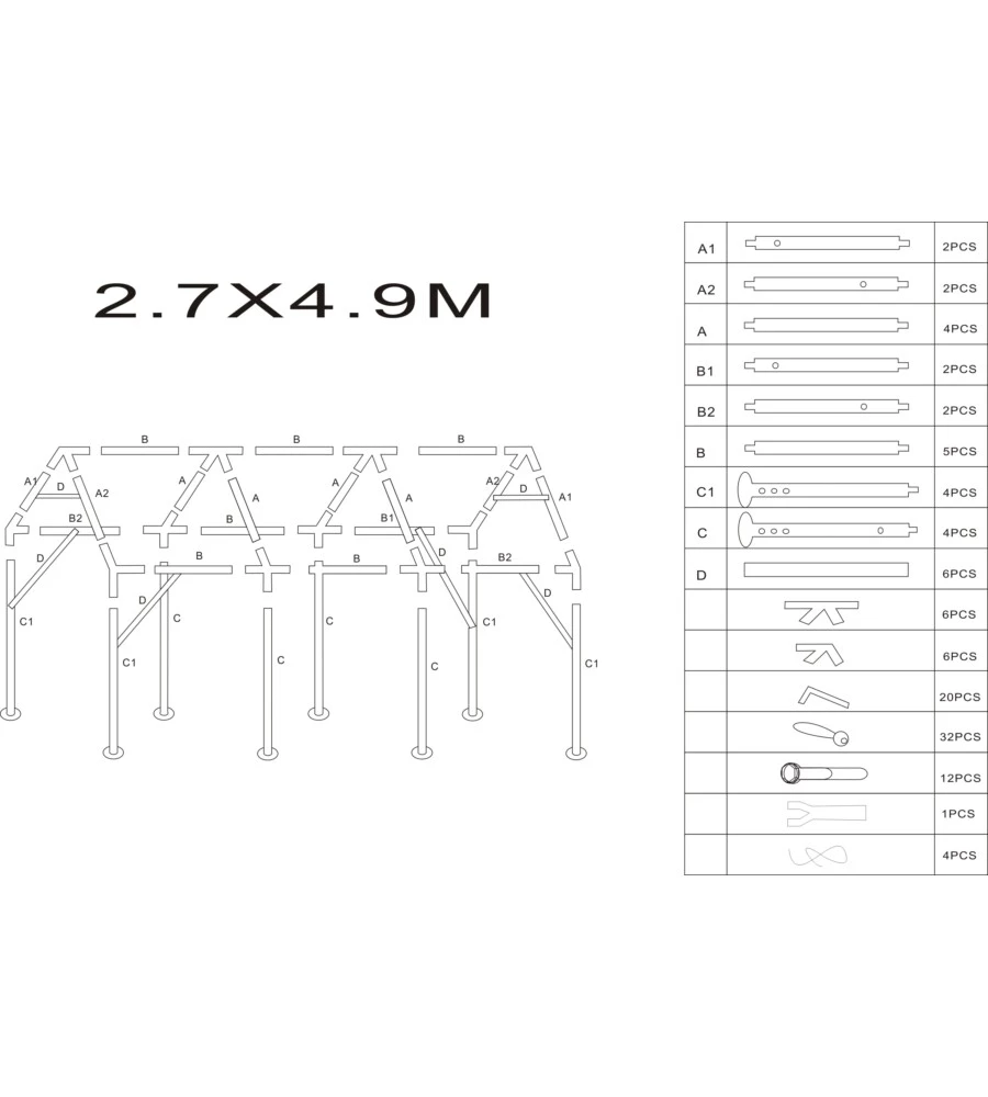 Carport auto in acciaio e tessuto eurogarden "ercole" 1 posto 2,7x4,9x2,7 m